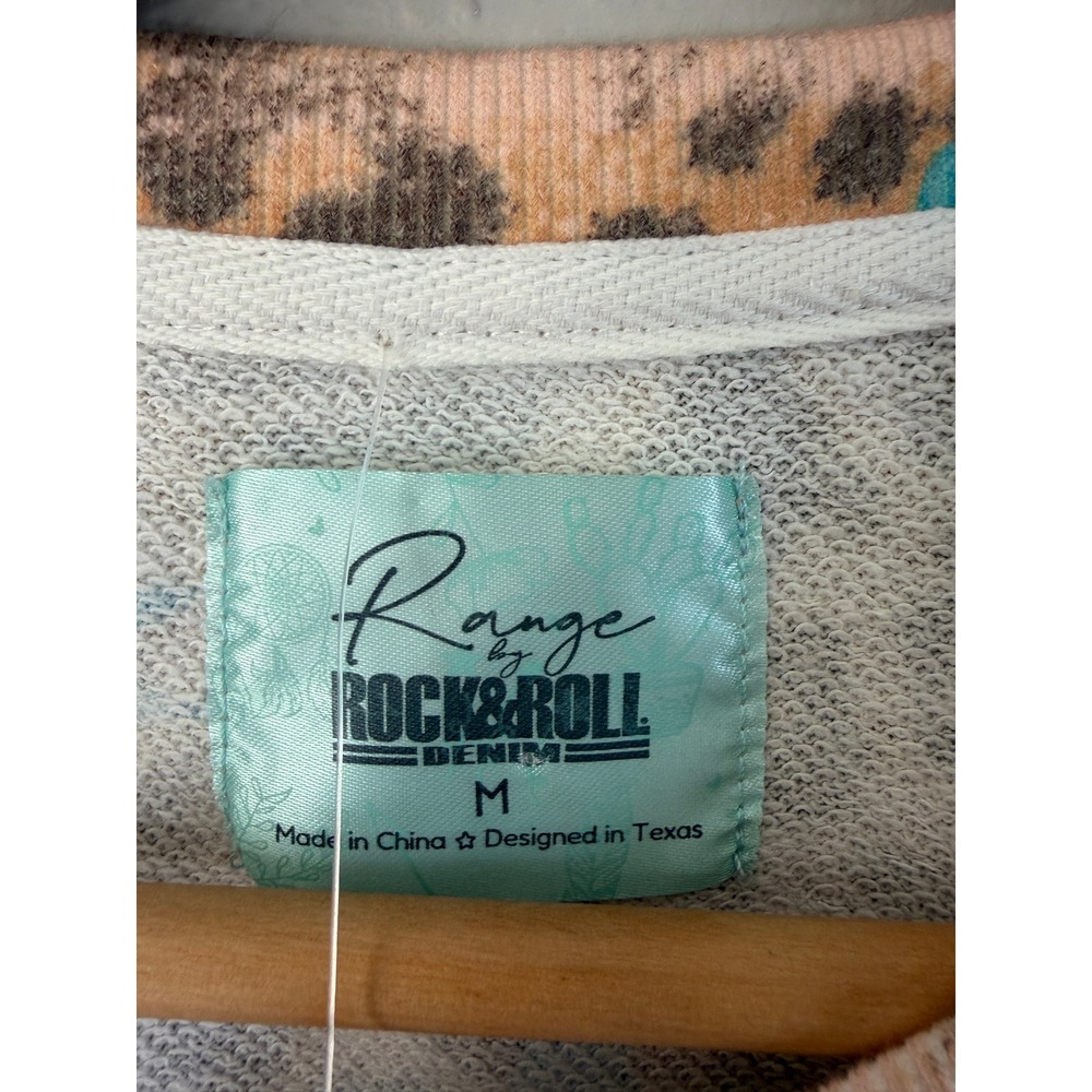 NWOT Rock & Roll Denim Womens Leopard Cactus Sweatshirt M Western Boho Pullover - Picture 5 of 8